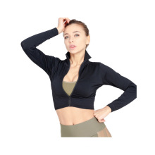2019 New Arrival Front Zip Fashion Women T Shirt Activewear Long Sleeve Ladies Sexy Crop Top Female Tops
